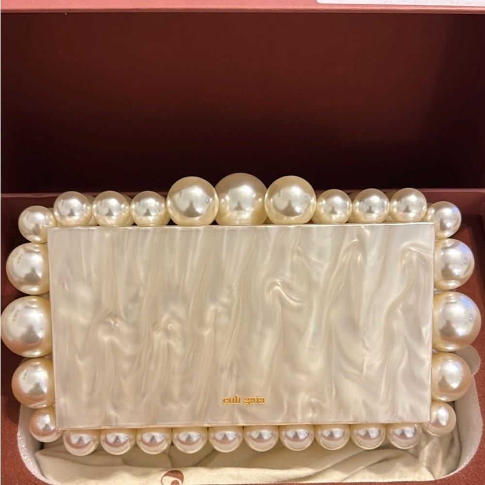 Cult Gaia Ivory Pearl-Embellished Clutch